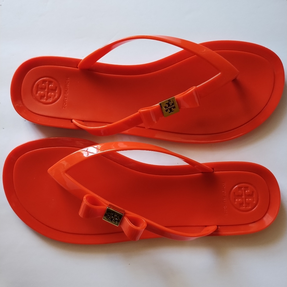 Tory Burch Michaela Bow Jelly Flip Flop Sandals Size 8 - Picture 2 of 16